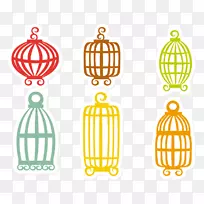 鸟类笼，-彩色卡通鸟笼