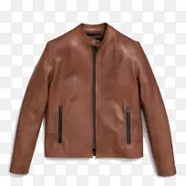 皮夹克挂毯外套-一件简单的棕色皮夹克