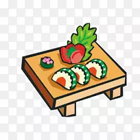 寿司，欧洲料理，餐桌，水果.手绘图案寿司