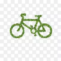 自行车、交通标志、剪贴画.绿叶自行车