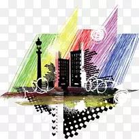 城市剪影插图-时髦的城市剪影PNG