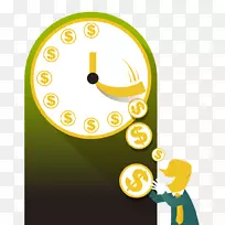 货币平面设计银行插图-平面材料时间和金钱