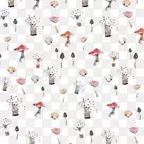 时尚配饰图案-创意彩绘蘑菇背景图案