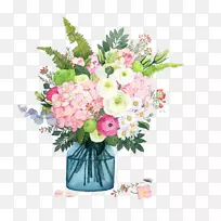 花瓶水彩画-花卉艺术
