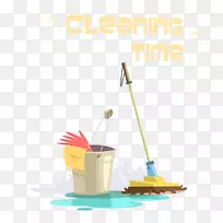清洁拖把-家庭清扫卫生插画载体材料