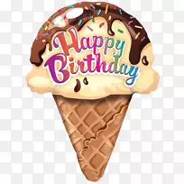 冰淇淋筒冰淇淋蛋糕纸杯蛋糕-生日快乐冰淇淋
