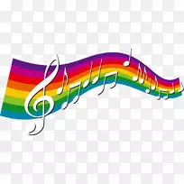 音乐音符彩虹剪贴画手绘彩虹音符元素
