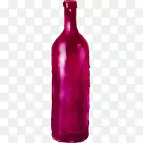 红葡萄酒瓶水彩画手绘红葡萄酒瓶