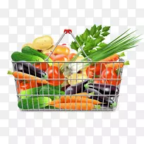 超市购物车剪贴画-一篮子蔬菜