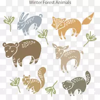 森林动物松鼠插图.冬季森林动物