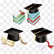 学生学习技能，高等教育文凭，大学博士。帽和文凭