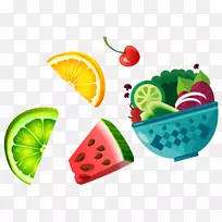西瓜条水果沙拉卡通水果和蔬菜