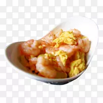 粥海参为食，素食菜肴，副食虾，虾仁，煎蛋