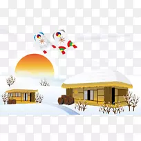雪花，冬日，房屋材料，雪