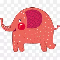 海报大象-可爱的粉红象