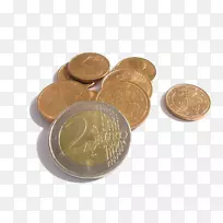 欧元硬币一堆硬币