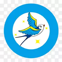 燕子标志剪辑艺术-蓝色圆燕子卡通标志