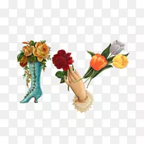 花园玫瑰汤匙花靴-花，靴子，手势