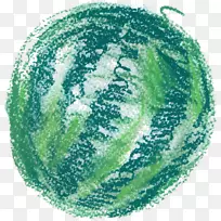 西瓜水彩画插图.手绘绿色西瓜