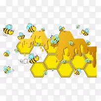 蜂巢图手绘卡通黄蜂蜂巢