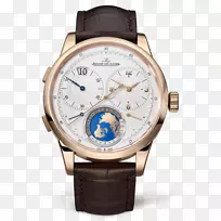 雅格尔-勒库尔特手表制造商计时表并发症-金色咖啡色男性手表雅格尔-勒库尔特手表