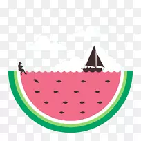 奥格里斯平面设计水果插图-创意西瓜海