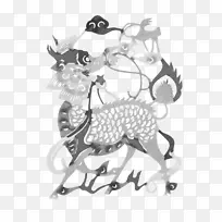 黑独角兽黑白剪贴画-黑独角兽