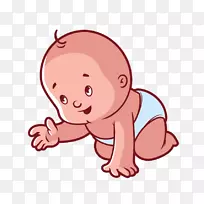 尿布婴儿爬行插图-卡通婴儿