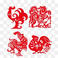 剪纸公鸡-剪纸旋塞