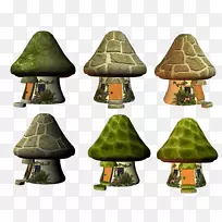 蘑菇菌类光栅图形-可爱蘑菇形状的房子