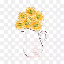 花瓶花盆普通向日葵插画向日葵花瓶
