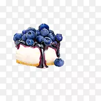 茶会水彩画手绘卡通蓝莓蛋糕