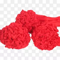 红色花园玫瑰花束-红色丝质领带花束