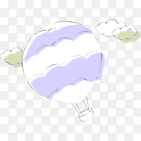 热气球卡通插图.紫色卡通热气球装饰图案