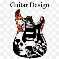 视觉艺术低音吉他电吉他图形设计头盖骨吉他图案印刷