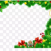 圣诞点缀画框圣诞卡绿叶饼干弓料