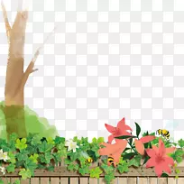 海报-卡通花卉围栏
