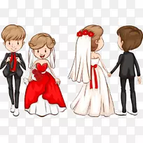 婚礼邀请函，婚礼剪贴画-新娘和新郎