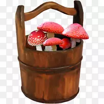 蘑菇卡通桶红色.卡通木桶红蘑菇