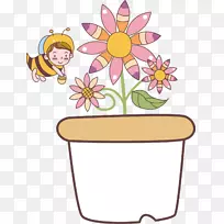蜜蜂花卉设计图.卡通花和蜜蜂