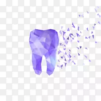 人类牙齿医学插图.彩色抽象透视牙齿碎片