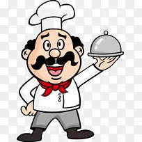 厨师画服务生插图-厨师晚餐盘子涂上胡子