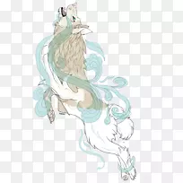 灰狼卡通插图.手绘狼