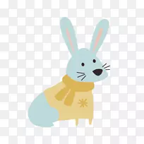 欧洲兔子复活节兔子水彩画：花朵-兔子