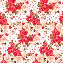 花园玫瑰纺织品粉红色和白色玫瑰设计