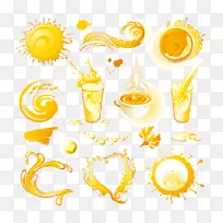 橙汁软饮料-黄色创意果汁