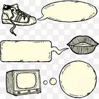 言语气球卡通画鞋素描鞋嘴唇电视和对话
