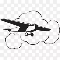 飞机飞行图.手绘的黑色飞机云