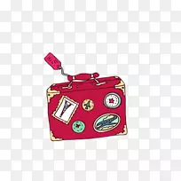旅行包手提箱插图-红色卡通可爱行李