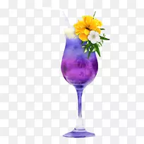 鸡尾酒装饰橙汁葡萄酒玻璃剪辑艺术.紫色橙汁